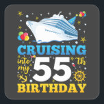 Cruising Into My 55 Birthday Party Square Sticker<br><div class="desc">Cruising Into My 55 Year Old Birthday Party 55th B-Day Funny design Gift Square Sticker Classic Collection.</div>