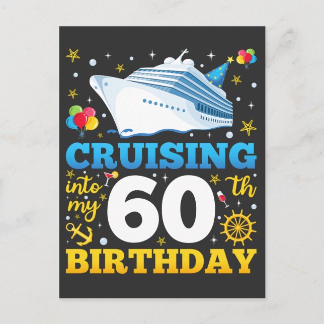 Cruising Into My 60 Birthday Party Postcard (Front)