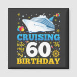 Cruising Into My 60 Birthday Party Square Magnet<br><div class="desc">Cruising Into My 60 Year Old Birthday Party 60th B-Day Funny design Gift Square Magnet Classic Collection.</div>