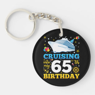 Cruising Into My 65 Birthday Party Acrylic Key Ring