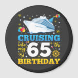 Cruising Into My 65 Birthday Party Circle Magnet<br><div class="desc">Cruising Into My 65 Year Old Birthday Party 65th B-Day Funny design Gift Circle Magnet Classic Collection.</div>