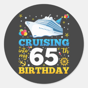 Cruising Into My 65 Birthday Party Classic Round Sticker