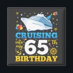 Cruising Into My 65 Birthday Party Square Magnet<br><div class="desc">Cruising Into My 65 Year Old Birthday Party 65th B-Day Funny design Gift Square Magnet Classic Collection.</div>