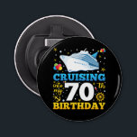 Cruising Into My 70 Birthday Party Bottle Opener<br><div class="desc">Cruising Into My 70 Year Old Birthday Party 70th B-Day Funny design Gift Button Bottle Opener Classic Collection.</div>