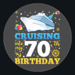 Cruising Into My 70 Birthday Party Classic Round Sticker<br><div class="desc">Cruising Into My 70 Year Old Birthday Party 70th B-Day Funny design Gift Classic Round Sticker Classic Collection.</div>