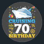 Cruising Into My 70 Birthday Party Classic Round Sticker<br><div class="desc">Cruising Into My 70 Year Old Birthday Party 70th B-Day Funny design Gift Classic Round Sticker Classic Collection.</div>