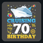 Cruising Into My 70 Birthday Party Square Sticker<br><div class="desc">Cruising Into My 70 Year Old Birthday Party 70th B-Day Funny design Gift Square Sticker Classic Collection.</div>