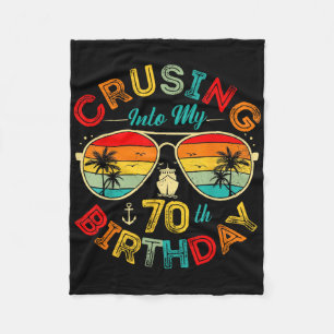 Cruising Into My 70th Birthday Cruise Ship Party 7 Fleece Blanket