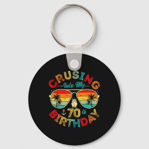 Cruising Into My 70th Birthday Cruise Ship Party 7 Key Ring