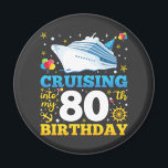Cruising Into My 80 Birthday Party Circle Magnet<br><div class="desc">Cruising Into My 80 Year Old Birthday Party 80th B-Day Funny design Gift Circle Magnet Classic Collection.</div>