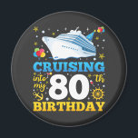 Cruising Into My 80 Birthday Party Circle Magnet<br><div class="desc">Cruising Into My 80 Year Old Birthday Party 80th B-Day Funny design Gift Circle Magnet Classic Collection.</div>