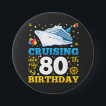 Cruising Into My 80 Birthday Party Round 7.5 Cm Round Badge<br><div class="desc">Cruising Into My 80 Year Old Birthday Party 80th B-Day Funny design Gift Circle Magnet Classic Collection.</div>