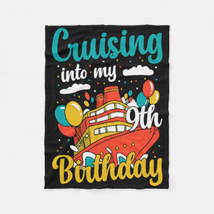 Cruising Into My 9th Birthday Cruise Vacation Boat Fleece Blanket