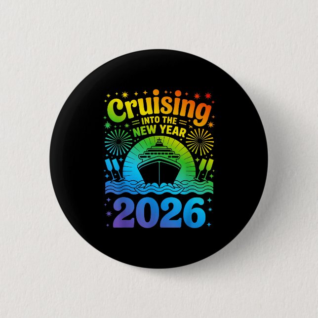 Cruising Into New Year 2026 Lgbtq Pride Cruise Cel 6 Cm Round Badge (Front)