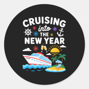 Cruising Into New Year 2026 Match Family Vacation Classic Round Sticker