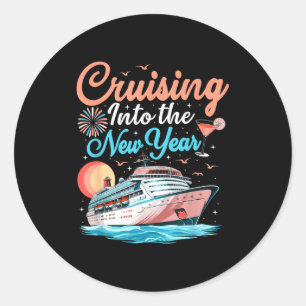 Cruising Into New Years Eve Party Countdown Happy  Classic Round Sticker