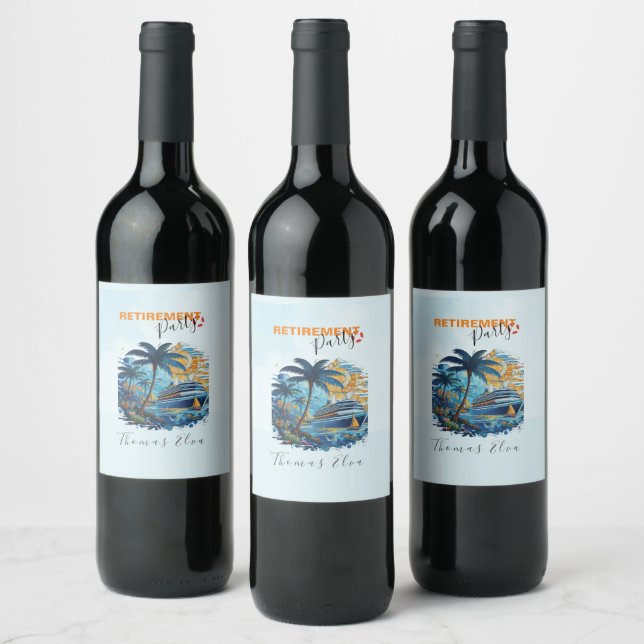 Cruising into Retirement Party, Cruise Party  Wine Label (Bottles)