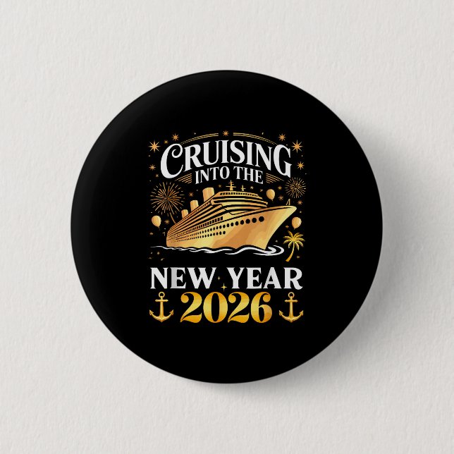 Cruising Into The 2026 New Years Eve Party Family  6 Cm Round Badge (Front)