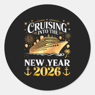 Cruising Into The 2026 New Years Eve Party Family  Classic Round Sticker