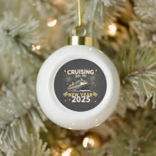 Cruising into the New Year 2025 Family Cruise Ceramic Ball Christmas Ornament