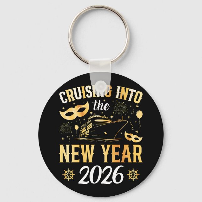 Cruising into the New Year 2026 Circle Key Ring (Front)