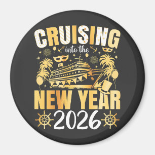 Cruising into the New Year 2026 Circle Magnet