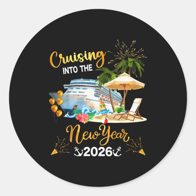 Cruising Into The New Year 2026  Classic Round Sticker (Front)