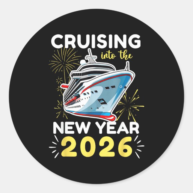Cruising Into The New Year 2026  Classic Round Sticker (Front)