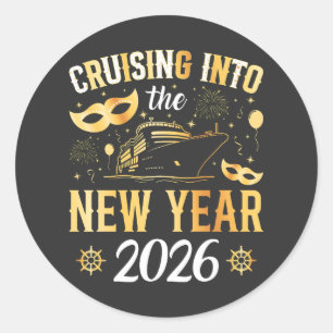 Cruising into the New Year 2026 Classic Round Sticker