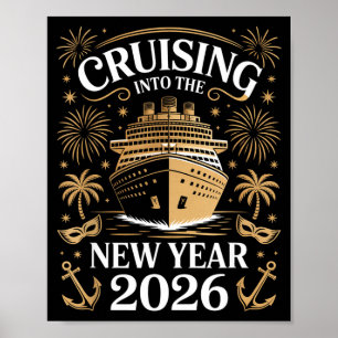 Cruising Into The New Year 2026 Cruise Ship Happy Poster