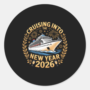Cruising Into The New Year 2026 Happy New Year 202 Classic Round Sticker