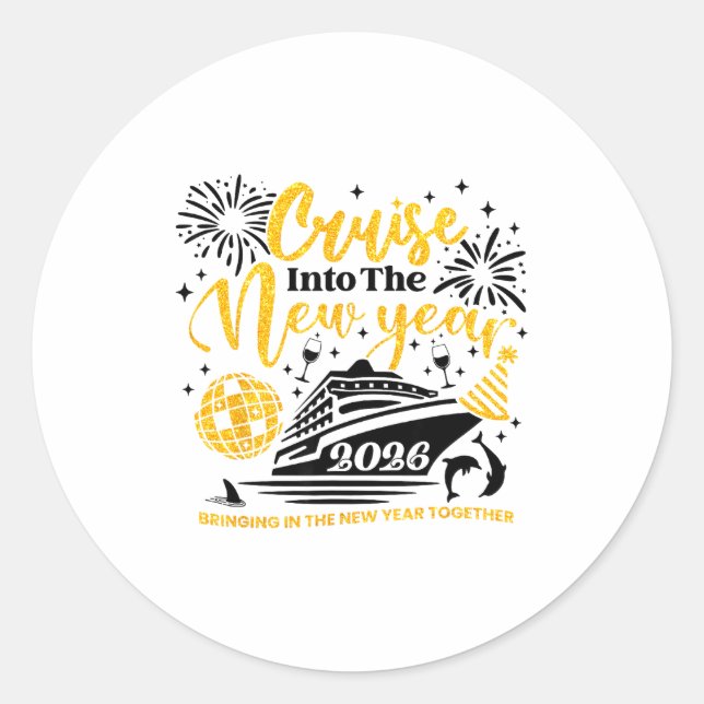 Cruising Into The New Year 2026 Happy New Year 202 Classic Round Sticker (Front)