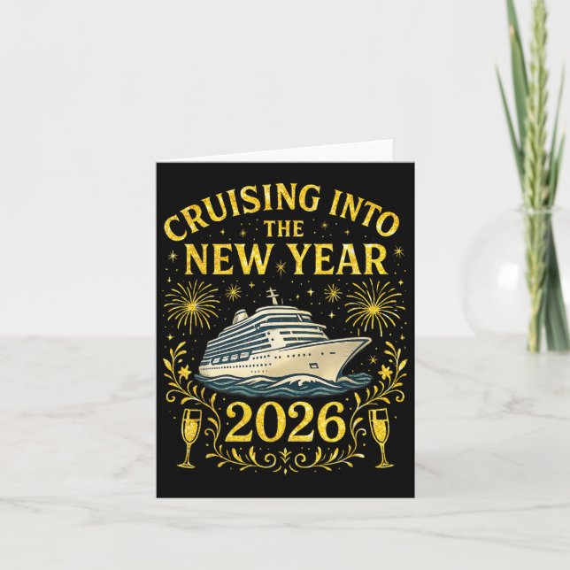 Cruising Into The New Year 2026 Happy New Year  Card (Front)