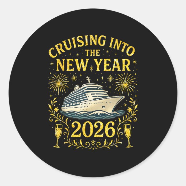 Cruising Into The New Year 2026 Happy New Year  Classic Round Sticker (Front)