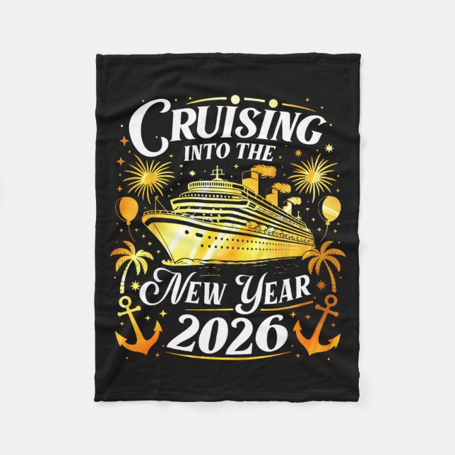 Cruising Into The New Year 2026 Happy New Year Fam Fleece Blanket (Front)