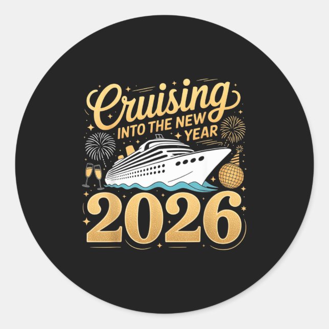 Cruising Into The New Year 2026 Matching Family Cr Classic Round Sticker (Front)