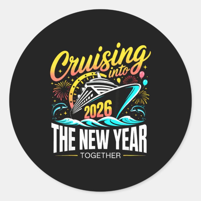 Cruising Into The New Year 2026 Matching Family Cr Classic Round Sticker (Front)