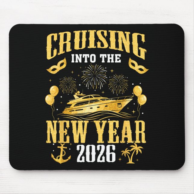 Cruising Into The New Year 2026 New Year Eve Famil Mouse Mat (Front)