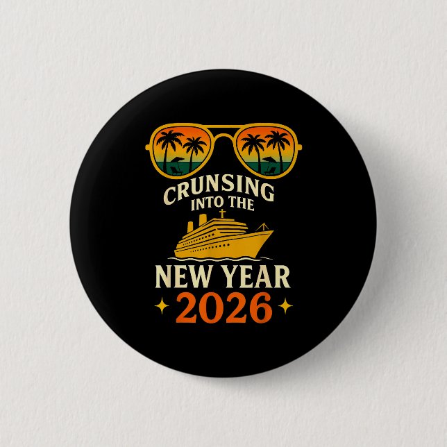 Cruising Into The New Year 2026 Retro Sunset Cruis 6 Cm Round Badge (Front)