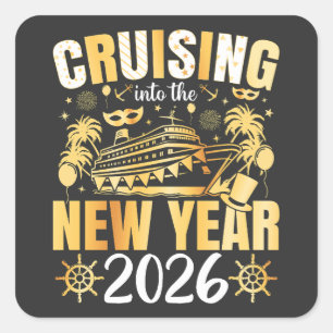 Cruising into the New Year 2026 Square Sticker