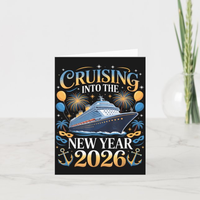 Cruising Into The New Year 2026 Vacation Design  Card (Front)
