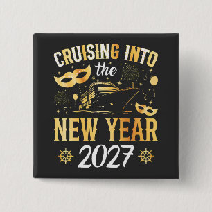 Cruising into the New Year 2027 Square 15 Cm Square Badge