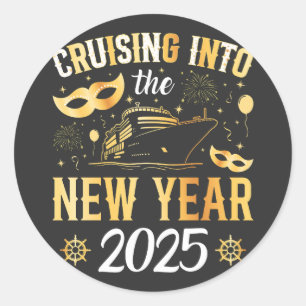 Cruising Into the New Year Cruise 2025 Classic Round Sticker