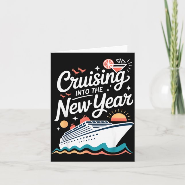 Cruising Into The New Year Cruise Party Sunset Oce Card (Front)