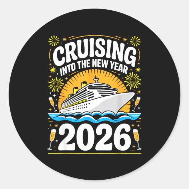 Cruising Into The New Years Eve 2026 Family Matchi Classic Round Sticker (Front)