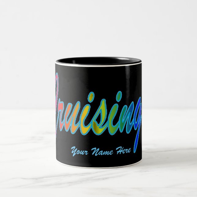 Cruising Multi and Black Personalised Two-Tone Coffee Mug (Center)