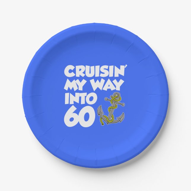 Cruising My Way Into 60 Anchor 60th Party Plates (Front)