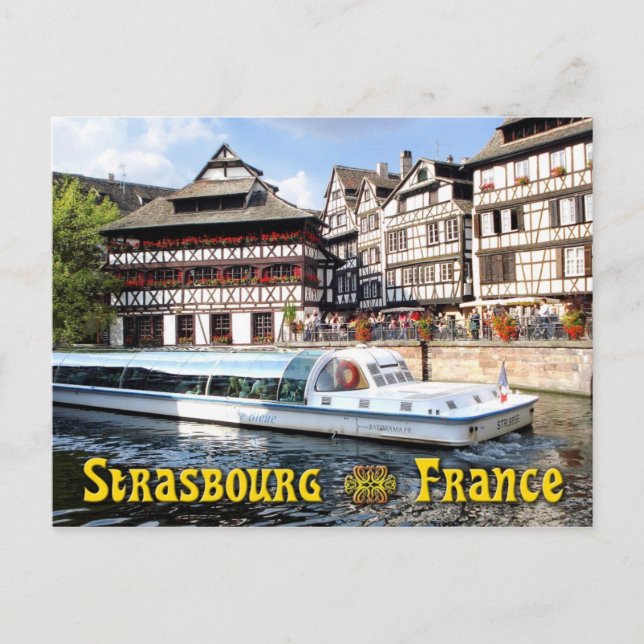 Cruising on the River Ill in Strasbourg, France Postcard (Front)