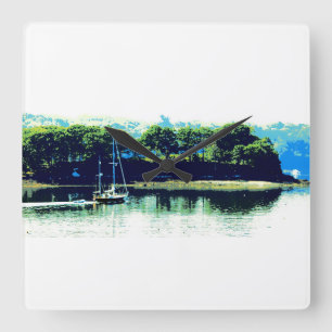 cruising sailboat wall clock
