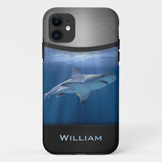 Cruising Shark with name Case-Mate iPhone Case (Back)